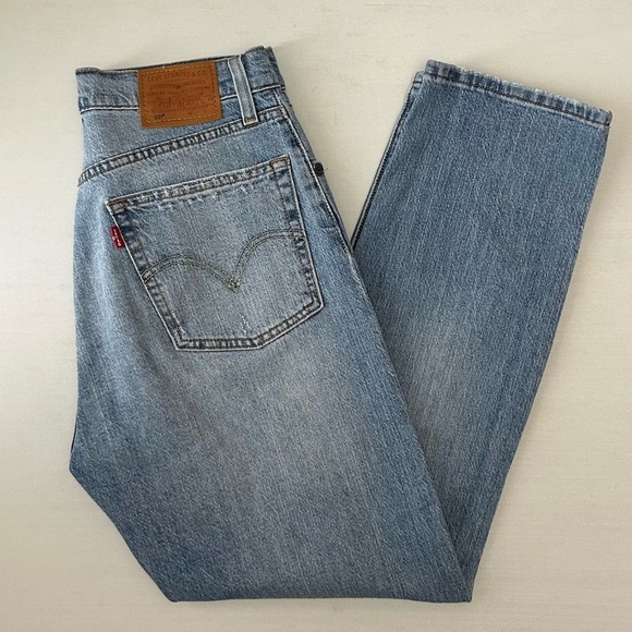 Levi’s 501 Women’s Premium Cropped Jeans Straight Leg Distressed Blue Size 26 - Picture 15 of 16